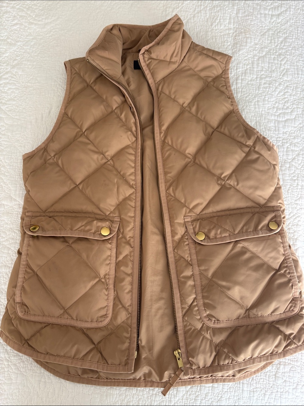 J. Crew Quilted Puffer Vest in Camel